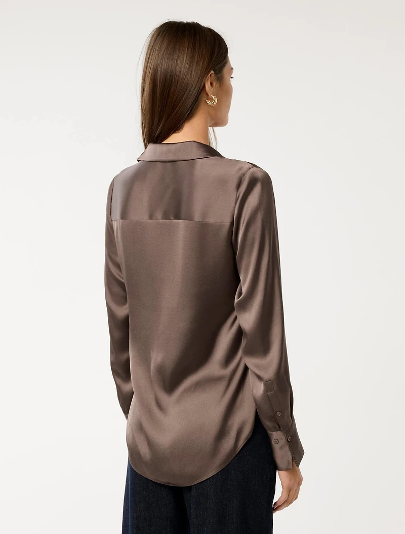 Harvey Notched Neck Satin Shirt