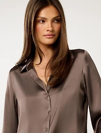 Harvey Notched Neck Satin Shirt