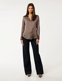 Harvey Notched Neck Satin Shirt