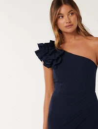 Leanne One Shoulder Ruffle Dress