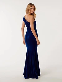 Elena Velvet One Shoulder Gown