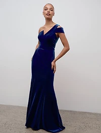 Elena Velvet One Shoulder Gown