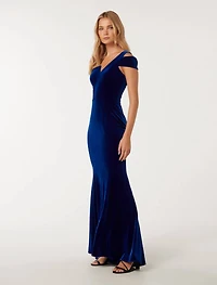 Elena Velvet One Shoulder Gown