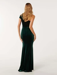 Elena Velvet One Shoulder Gown