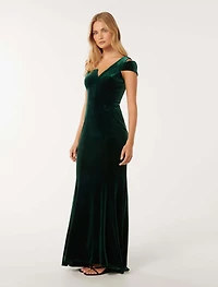 Elena Velvet One Shoulder Gown