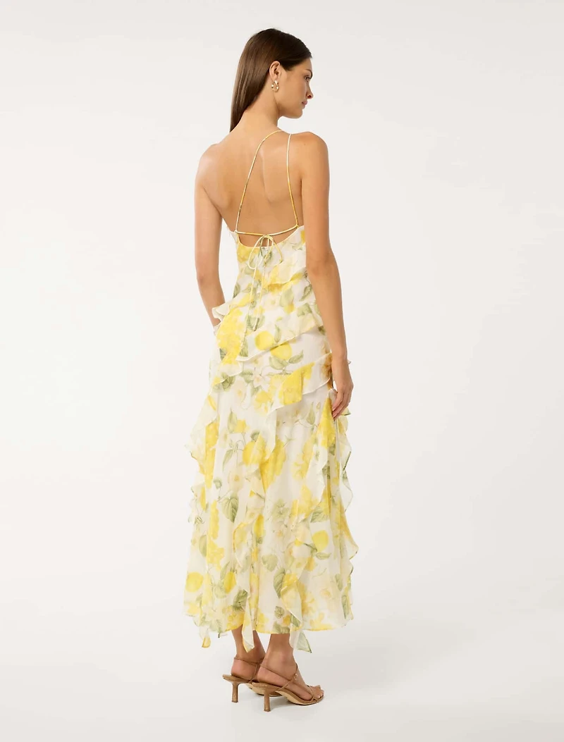 Belle One Shoulder Ruffle Gown