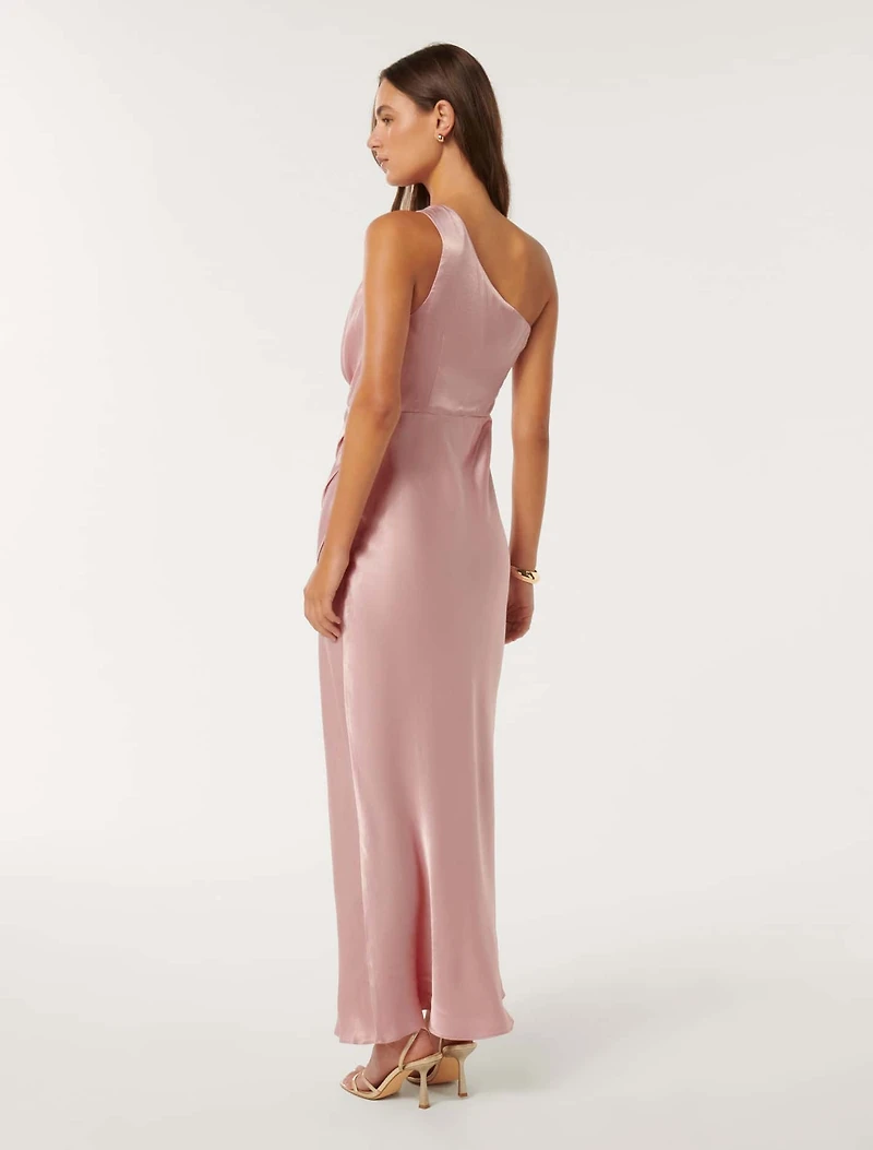 Emily One Shoulder Satin Maxi