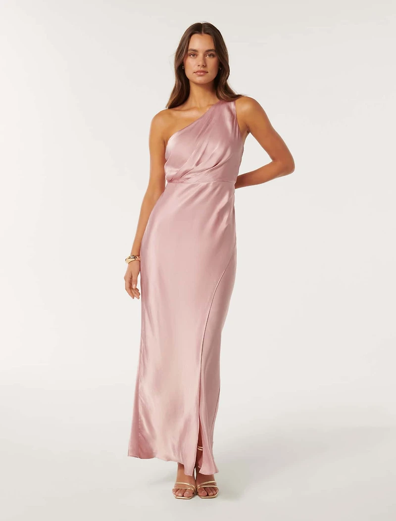 Emily One Shoulder Satin Maxi