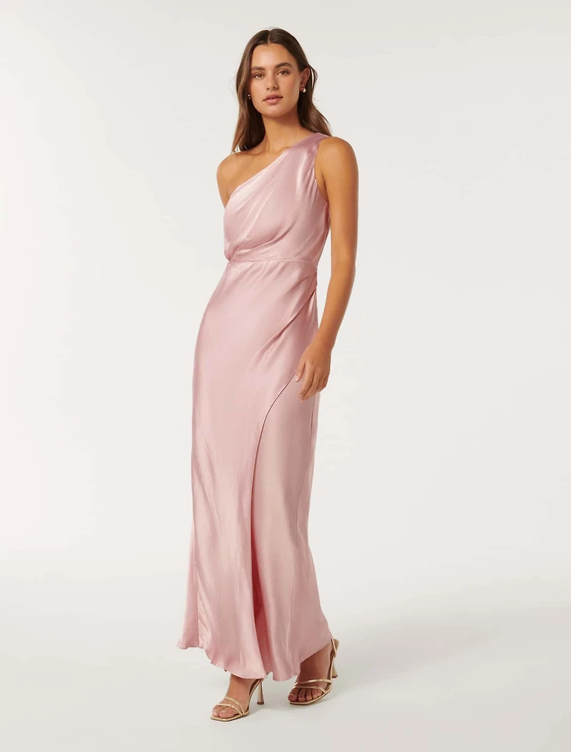 Emily One Shoulder Satin Maxi