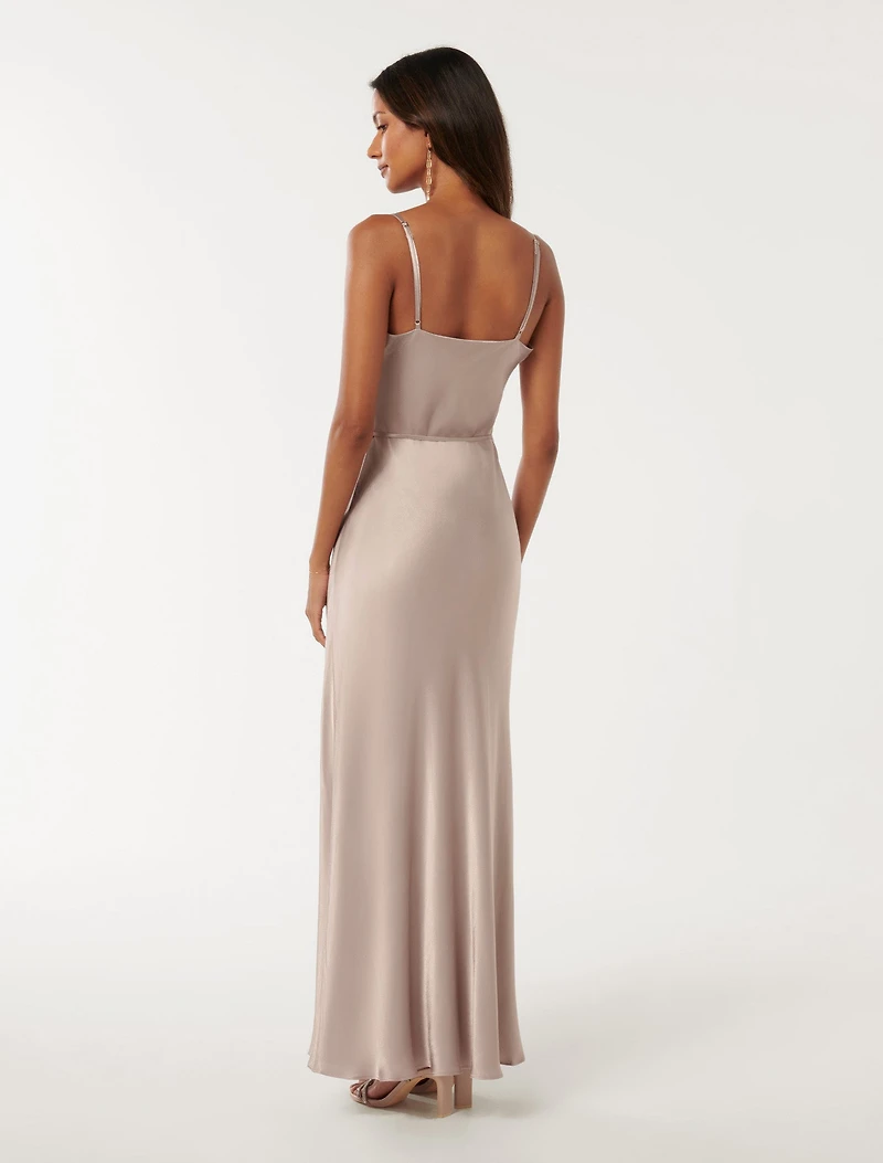 Lucy Petite Satin Cowl Maxi