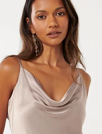 Lucy Petite Satin Cowl Maxi