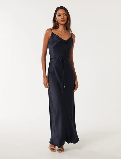 Lucy Petite Satin Cowl Maxi