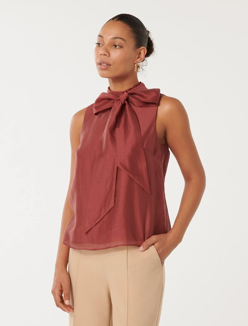 Jane Tie Neck Sleeveless Top
