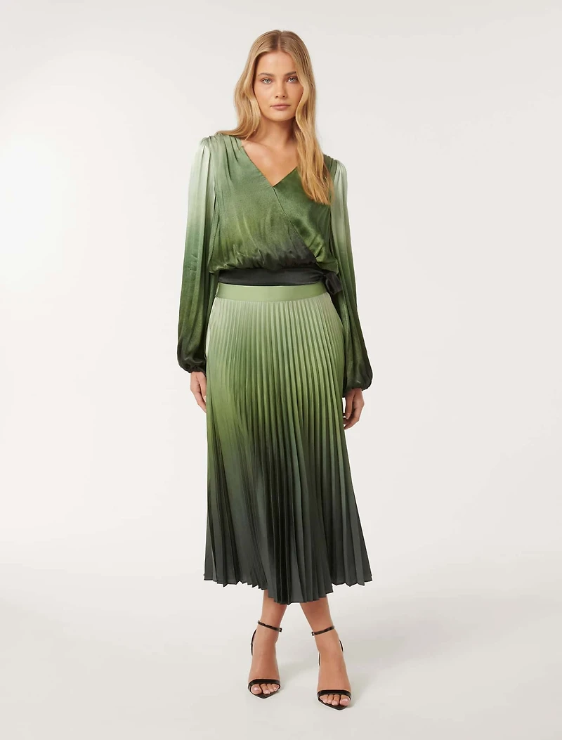 Evangeline Satin Pleated Maxi