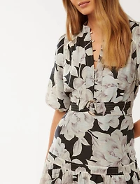 Leona Short-Sleeved Pin Tuck Midi Dress