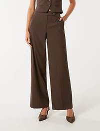 Tyla Button Tab Wide Leg Pants