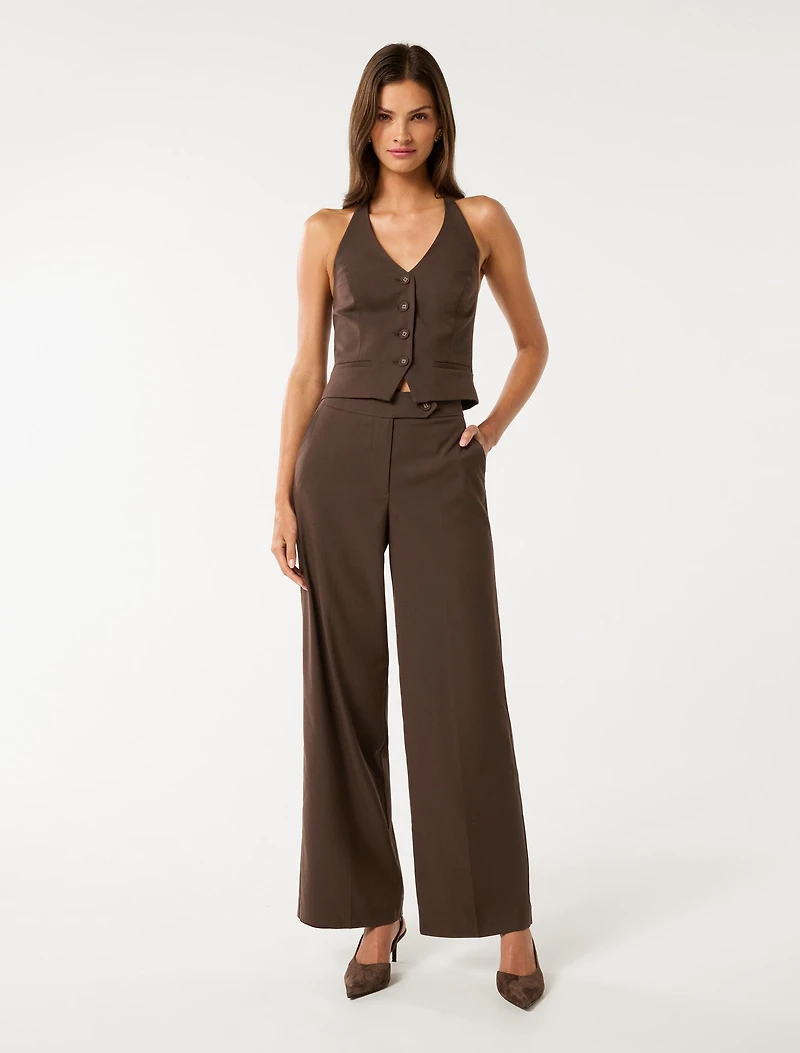 Tyla Button Tab Wide Leg Pants