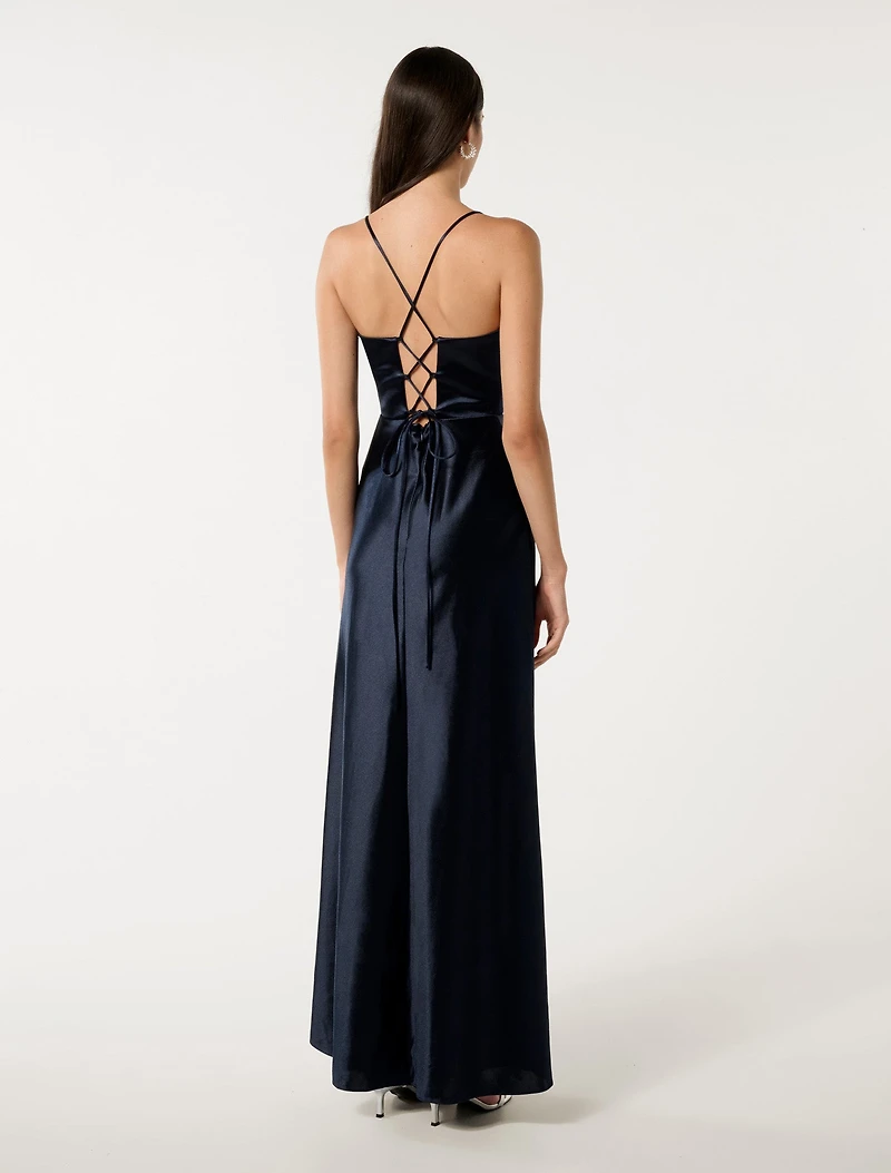 Luna Corset Satin Maxi Dress