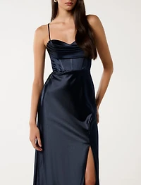 Luna Corset Satin Maxi Dress