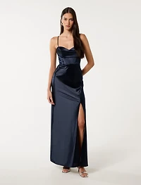 Luna Corset Satin Maxi Dress