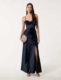 Luna Corset Satin Maxi Dress