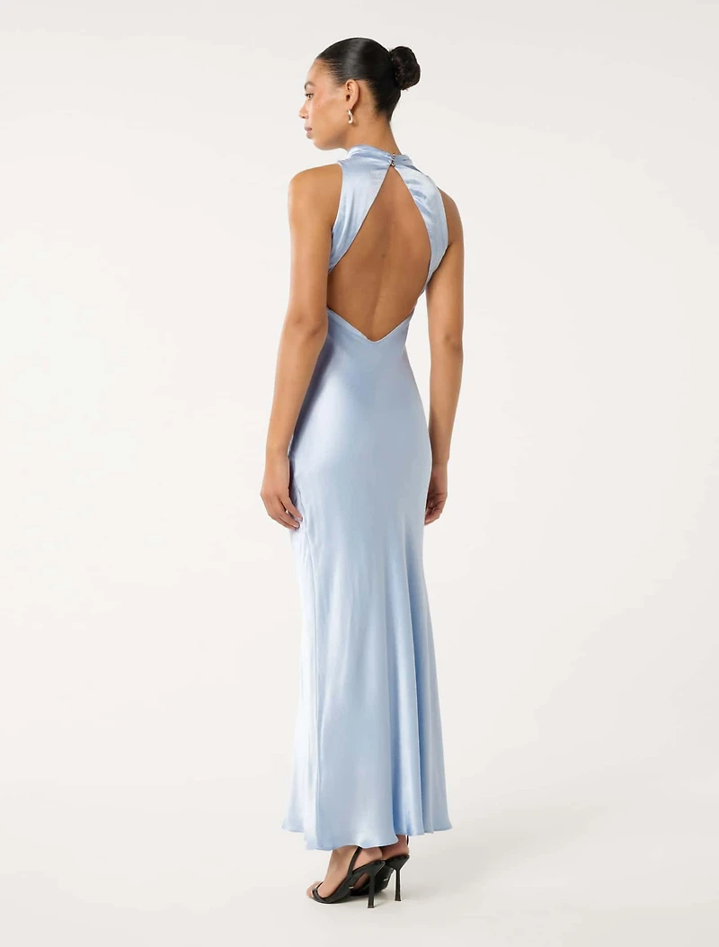 Michelle Open Back Satin Maxi