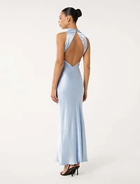 Michelle Open Back Satin Maxi