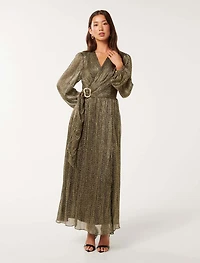 Tyler Plisse Belted Midi Dress