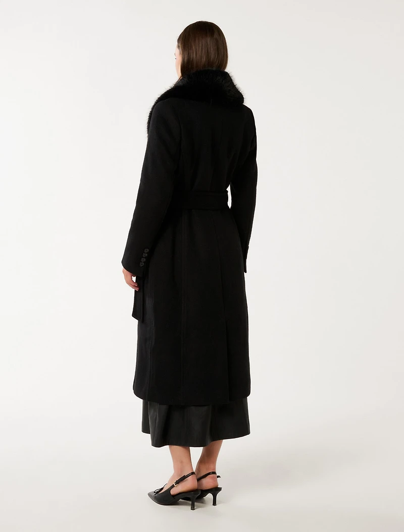 Monica Fur Collar Wrap Coat