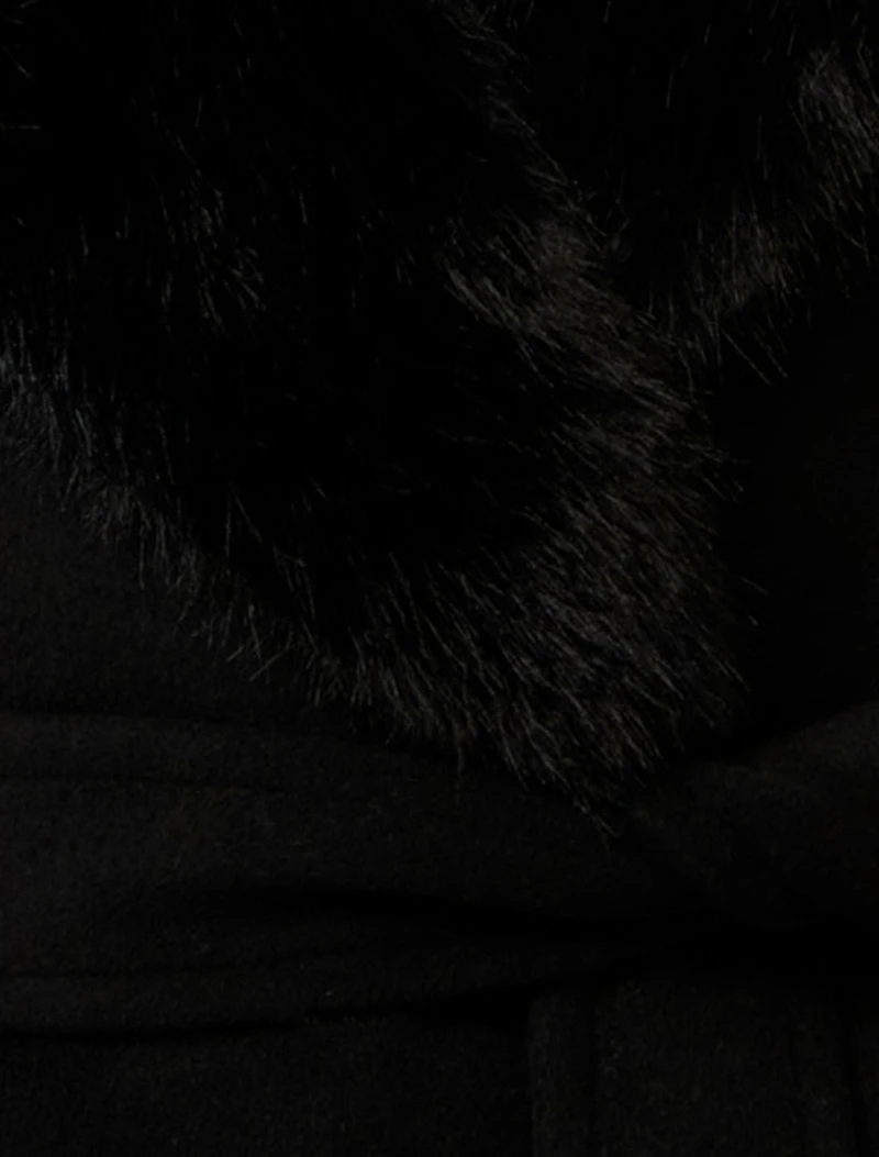 Monica Fur Collar Wrap Coat