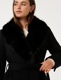 Monica Fur Collar Wrap Coat