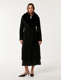 Monica Fur Collar Wrap Coat