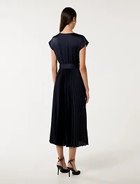 Catherine Satin Pleated Midi Dress