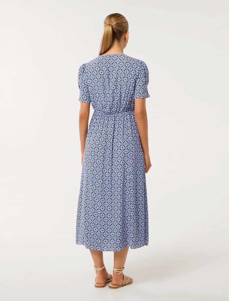 Saffron Printed Midi Sun Dress