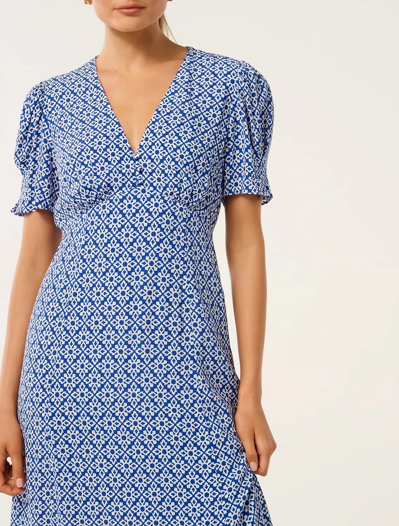 Saffron Printed Midi Sun Dress