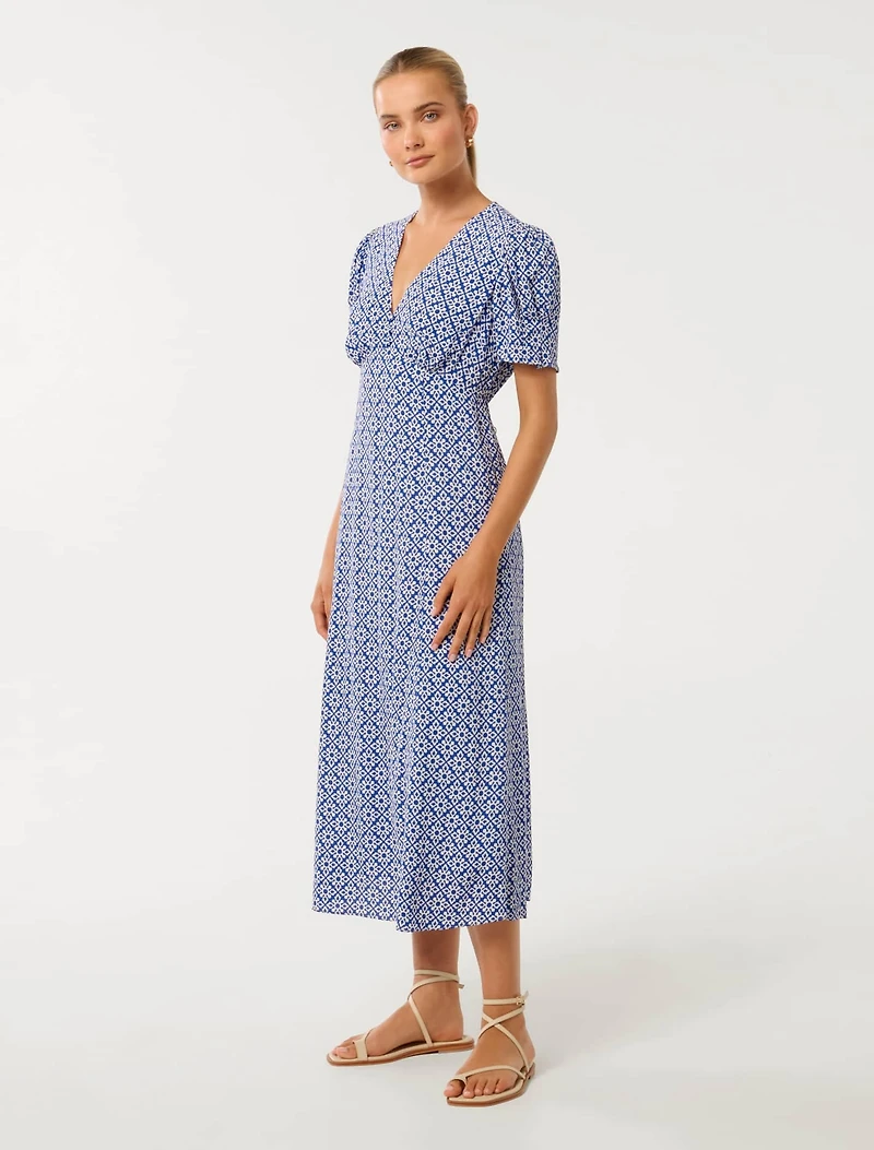 Saffron Printed Midi Sun Dress