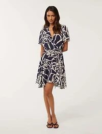 Kora Petite Flutter-Sleeve Mini Dress