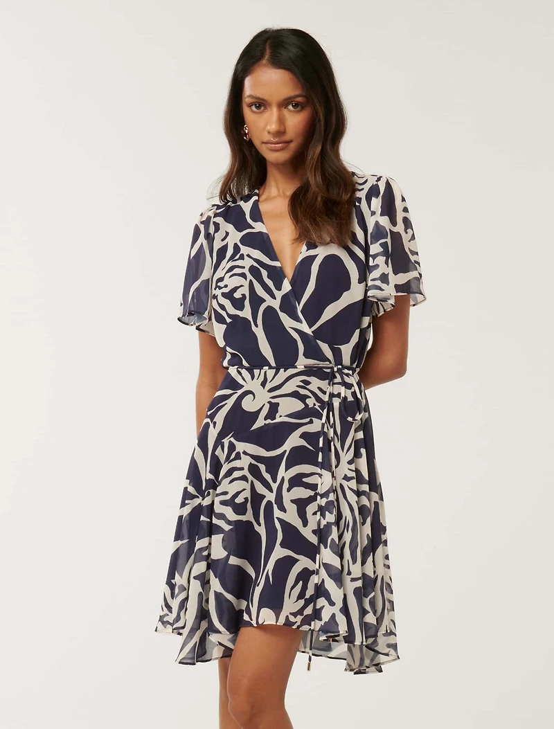 Kora Petite Flutter-Sleeve Mini Dress