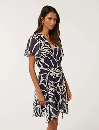 Kora Petite Flutter-Sleeve Mini Dress