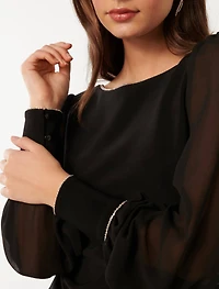 Olivia Embellished Trim Top
