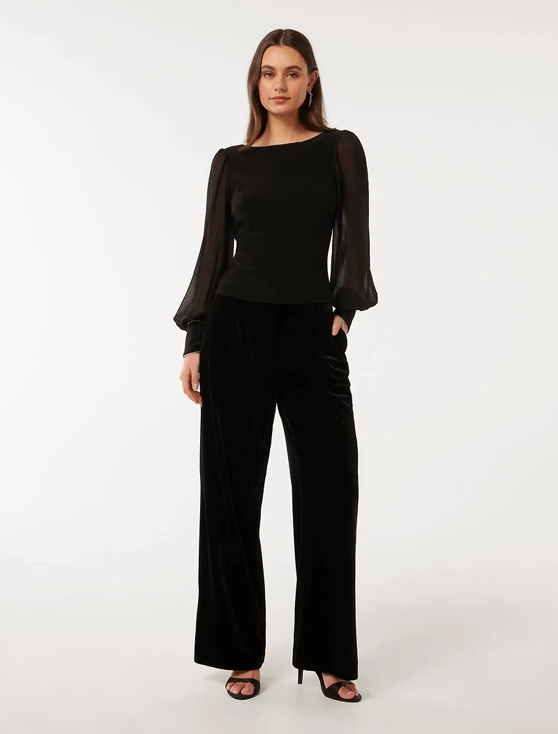 Olivia Embellished Trim Top