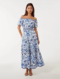 Ravenna Off-Shoulder Tiered Midi Dress