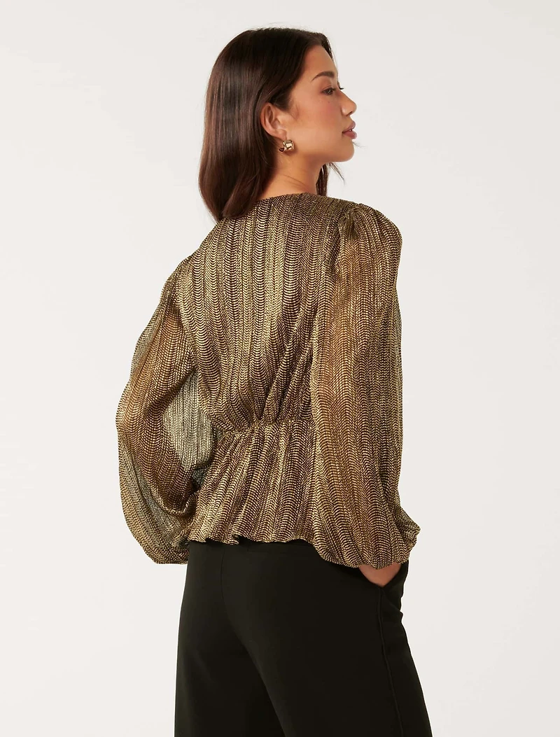 Cassidy Metallic Plisse Top