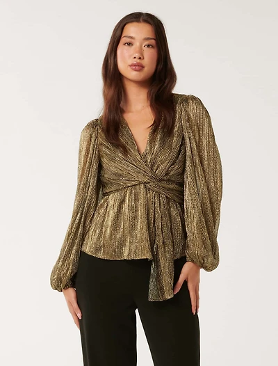 Cassidy Metallic Plisse Top
