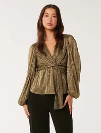 Cassidy Metallic Plisse Top