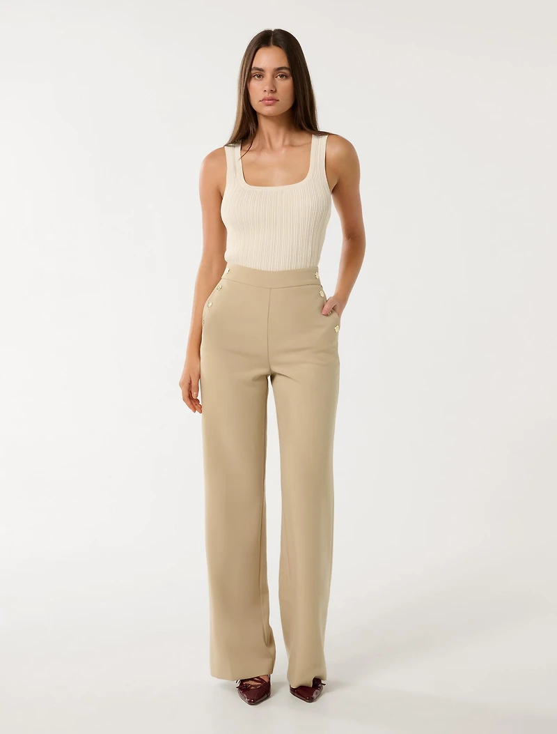 Kehlani Button Wide Leg Pant
