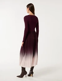 Harmony Crew Ombre Pleat Midi Dress