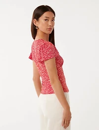 Lulu Printed Flutter Sleeve Top