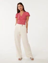 Lulu Printed Flutter Sleeve Top