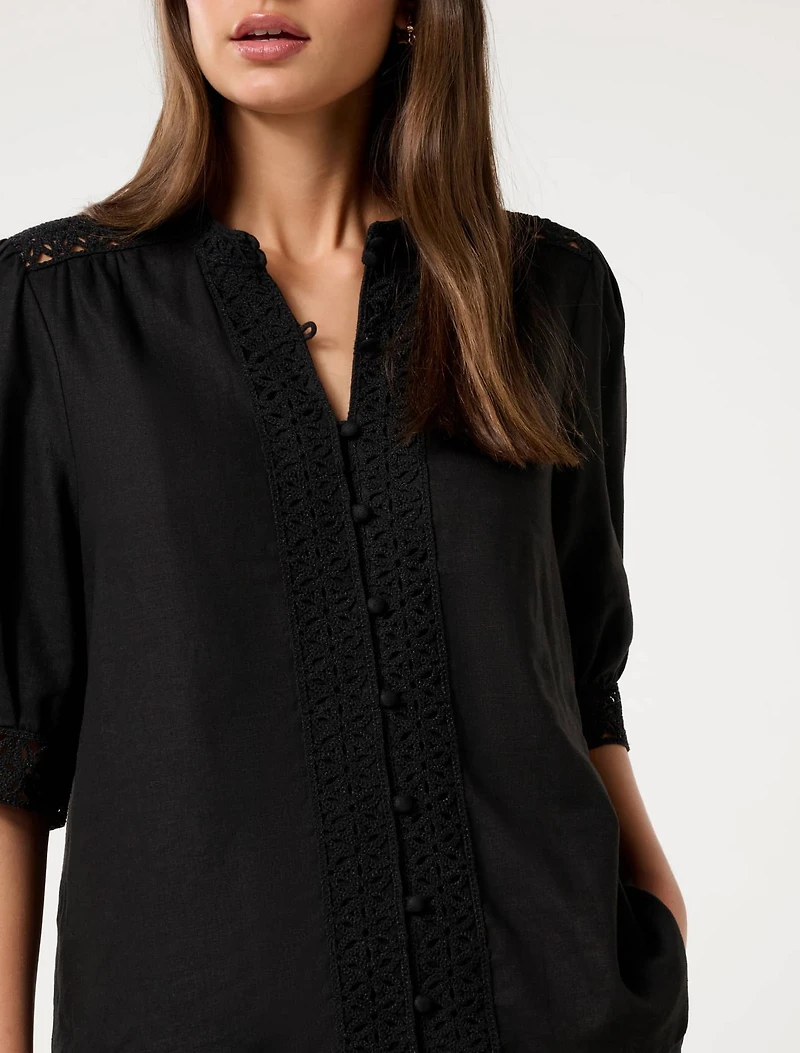 Cassie Crochet Trimmed Blouse